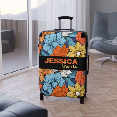 Custom Retro Floral Suitcase - Craft a personalized travel companion with unique retro floral designs reflecting your style and wanderlust.