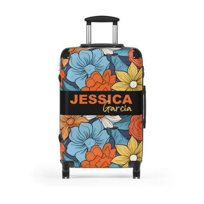 Custom Retro Floral Suitcase - Craft a personalized travel companion with unique retro floral designs reflecting your style and wanderlust.