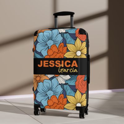 Custom Retro Floral Suitcase - Craft a personalized travel companion with unique retro floral designs reflecting your style and wanderlust.