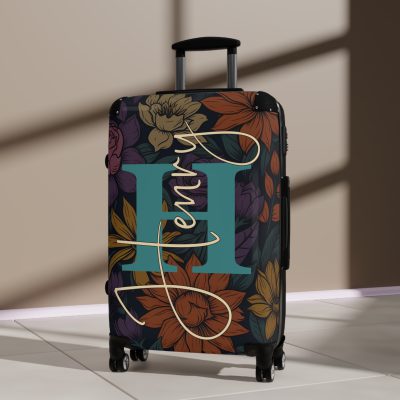 Custom Retro Floral Suitcase - Craft a personalized travel companion with unique retro floral designs reflecting your style and wanderlust.