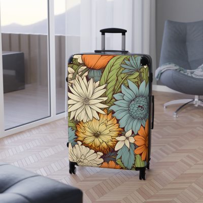 Retro Groovy Suitcase - A vibrant suitcase inspired by the retro era, a statement of free-spirited style and energy.