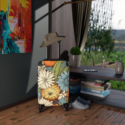 Retro Groovy Suitcase - A vibrant suitcase inspired by the retro era, a statement of free-spirited style and energy.