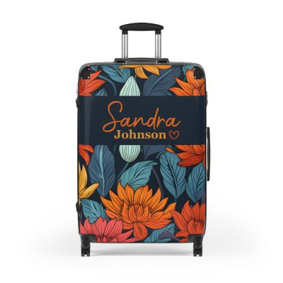 Custom Retro Floral Suitcase - Craft a personalized travel companion with unique retro floral designs reflecting your style and wanderlust.