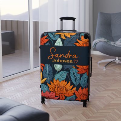 Custom Retro Floral Suitcase - Craft a personalized travel companion with unique retro floral designs reflecting your style and wanderlust.