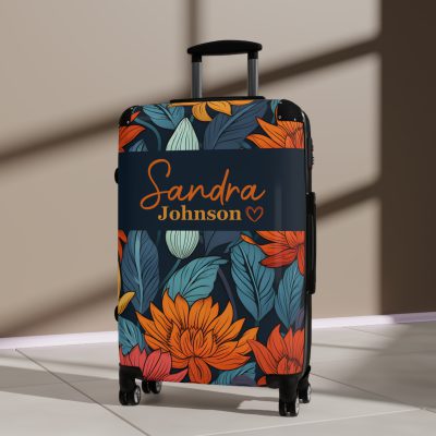 Custom Retro Floral Suitcase - Craft a personalized travel companion with unique retro floral designs reflecting your style and wanderlust.