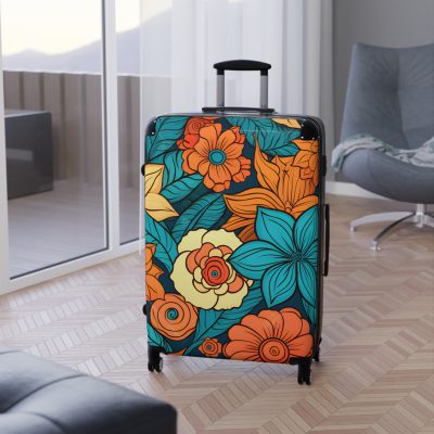 Retro Groovy Suitcase - A vibrant suitcase inspired by the retro era, a statement of free-spirited style and energy.