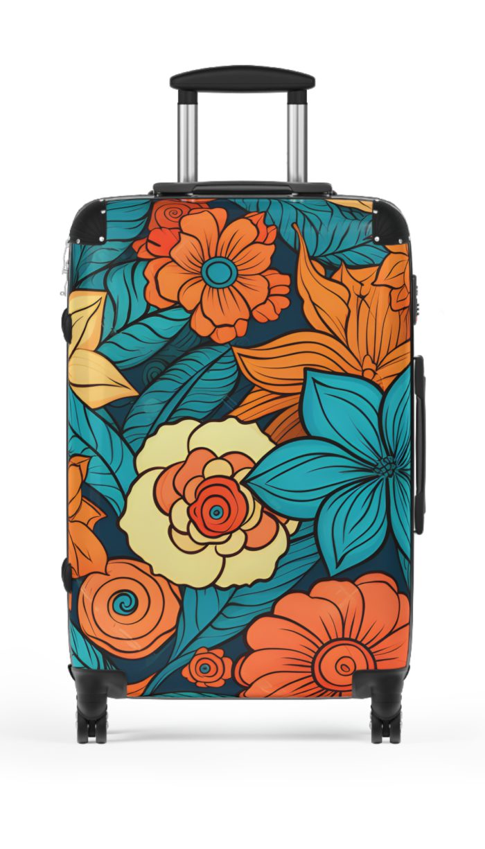 Retro Groovy Suitcase - A vibrant suitcase inspired by the retro era, a statement of free-spirited style and energy.