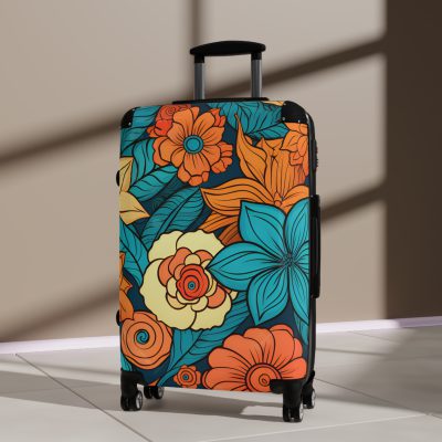 Retro Groovy Suitcase - A vibrant suitcase inspired by the retro era, a statement of free-spirited style and energy.