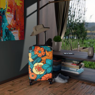 Retro Groovy Suitcase - A vibrant suitcase inspired by the retro era, a statement of free-spirited style and energy.