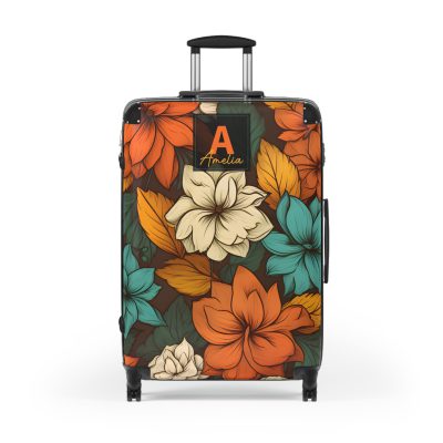 Custom Retro Floral Suitcase - Craft a personalized travel companion with unique retro floral designs reflecting your style and wanderlust.