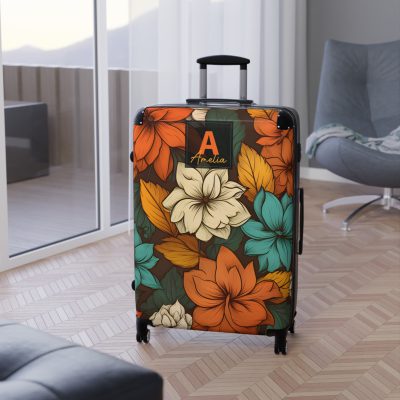 Custom Retro Floral Suitcase - Craft a personalized travel companion with unique retro floral designs reflecting your style and wanderlust.