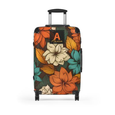 Custom Retro Floral Suitcase - Craft a personalized travel companion with unique retro floral designs reflecting your style and wanderlust.