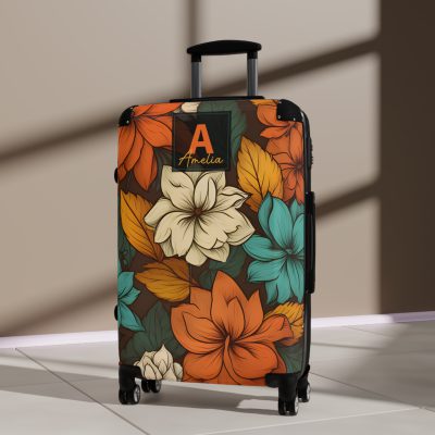 Custom Retro Floral Suitcase - Craft a personalized travel companion with unique retro floral designs reflecting your style and wanderlust.