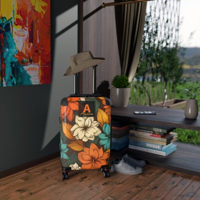 Custom Retro Floral Suitcase - Craft a personalized travel companion with unique retro floral designs reflecting your style and wanderlust.