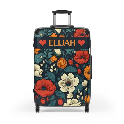 Custom Retro Floral Suitcase - Craft a personalized travel companion with unique retro floral designs reflecting your style and wanderlust.