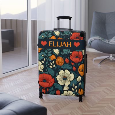 Custom Retro Floral Suitcase - Craft a personalized travel companion with unique retro floral designs reflecting your style and wanderlust.