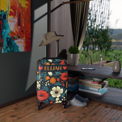 Custom Retro Floral Suitcase - Craft a personalized travel companion with unique retro floral designs reflecting your style and wanderlust.