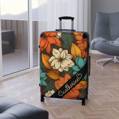 Custom Retro Floral Suitcase - Craft a personalized travel companion with unique retro floral designs reflecting your style and wanderlust.