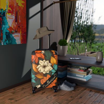 Custom Retro Floral Suitcase - Craft a personalized travel companion with unique retro floral designs reflecting your style and wanderlust.