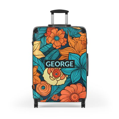 Custom Retro Floral Suitcase - Craft a personalized travel companion with unique retro floral designs reflecting your style and wanderlust.