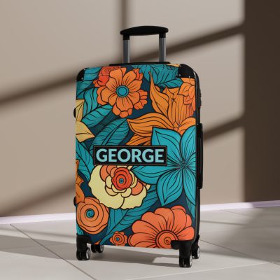 Custom Retro Floral Suitcase - Craft a personalized travel companion with unique retro floral designs reflecting your style and wanderlust.