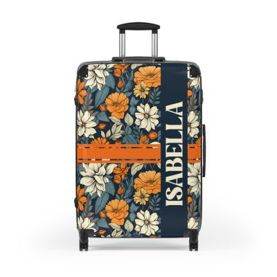 Custom Retro Floral Suitcase - Craft a personalized travel companion with unique retro floral designs reflecting your style and wanderlust.