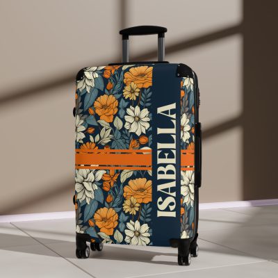 Custom Retro Floral Suitcase - Craft a personalized travel companion with unique retro floral designs reflecting your style and wanderlust.