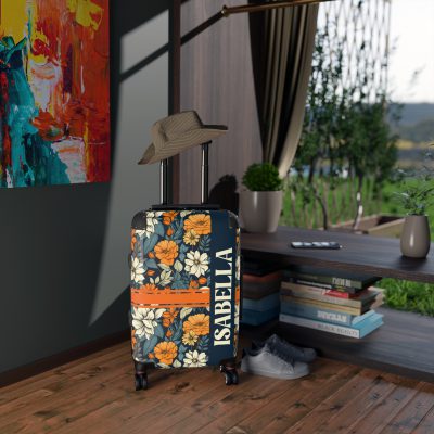 Custom Retro Floral Suitcase - Craft a personalized travel companion with unique retro floral designs reflecting your style and wanderlust.