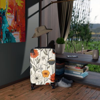 Boho Floral Suitcase - A stylish travel companion with vibrant bohemian floral design.