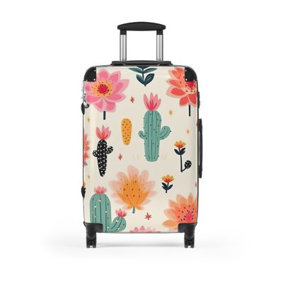 Cactus Floral Suitcase - A stylish travel companion adorned with a captivating cactus floral pattern.