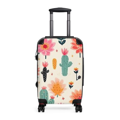 Cactus Floral Suitcase - A stylish travel companion adorned with a captivating cactus floral pattern.