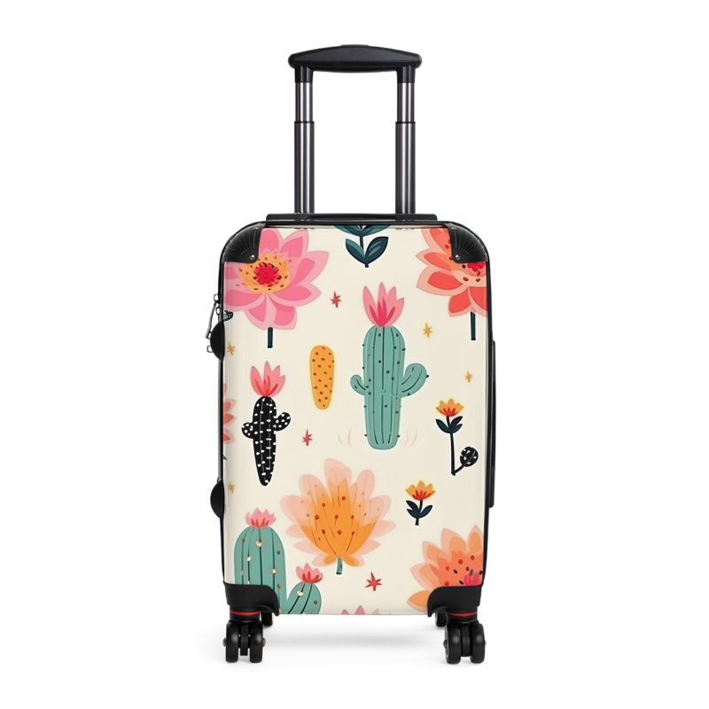 Cactus Floral Suitcase - A stylish travel companion adorned with a captivating cactus floral pattern.