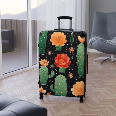 Cactus Floral Suitcase - A stylish travel companion adorned with a captivating cactus floral pattern.