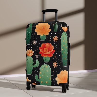 Cactus Floral Suitcase - A stylish travel companion adorned with a captivating cactus floral pattern.