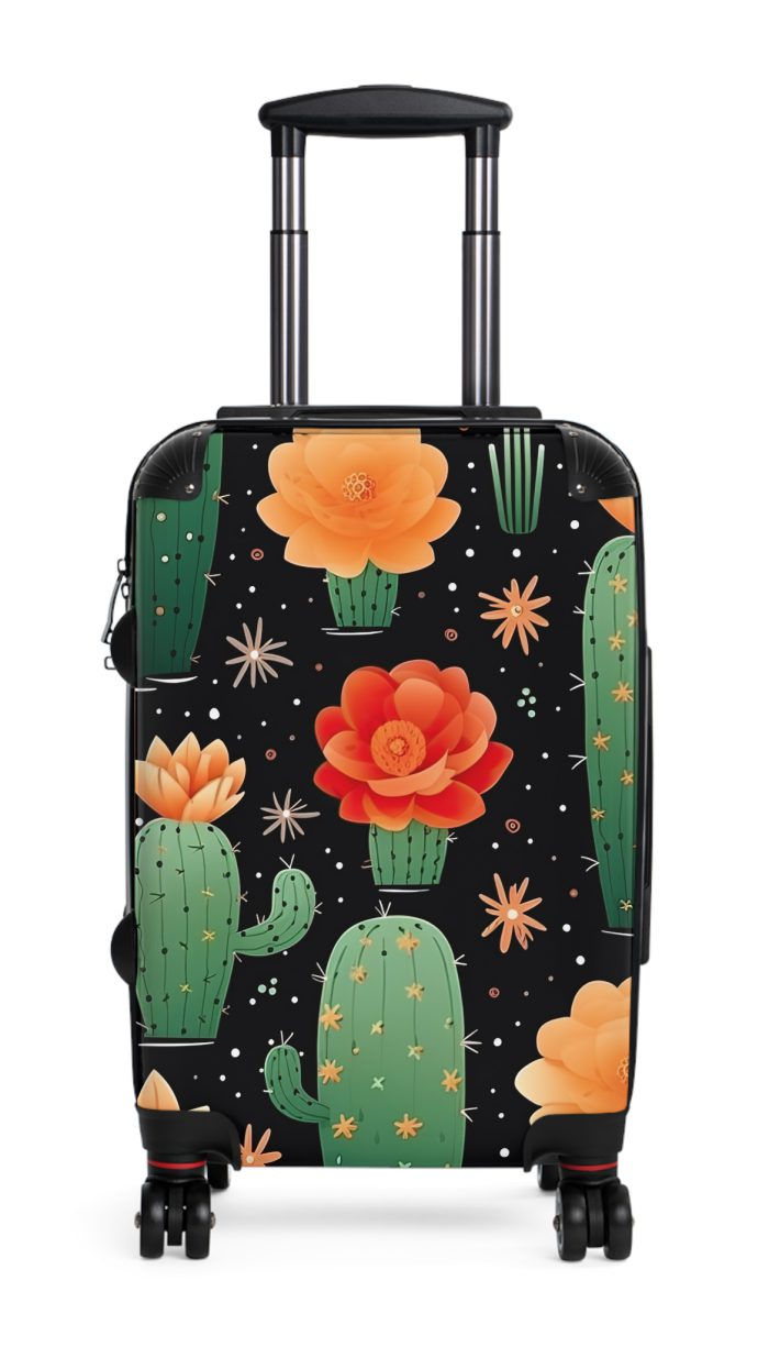 Cactus Floral Suitcase - A stylish travel companion adorned with a captivating cactus floral pattern.