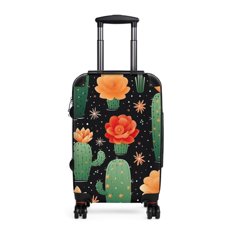 Cactus Floral Suitcase - A stylish travel companion adorned with a captivating cactus floral pattern.