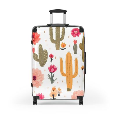 Cactus Floral Suitcase - A stylish travel companion adorned with a captivating cactus floral pattern.