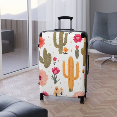 Cactus Floral Suitcase - A stylish travel companion adorned with a captivating cactus floral pattern.