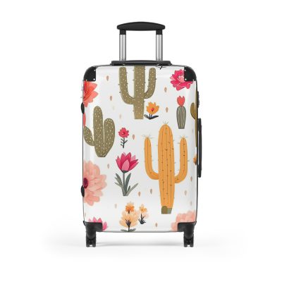 Cactus Floral Suitcase - A stylish travel companion adorned with a captivating cactus floral pattern.