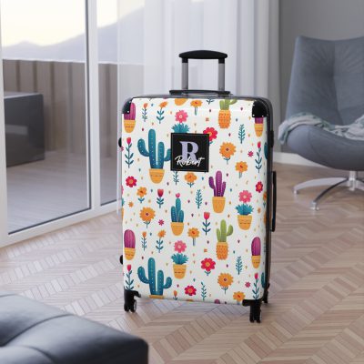 Custom Cactus Floral Suitcase - A unique travel statement adorned with your personalized cactus floral pattern.
