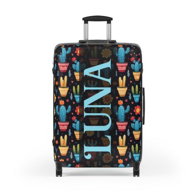 Custom Cactus Floral Suitcase - A unique travel statement adorned with your personalized cactus floral pattern.