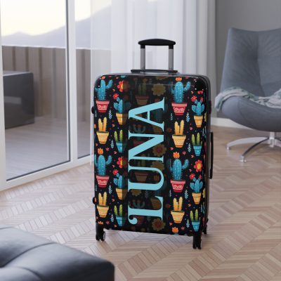 Custom Cactus Floral Suitcase - A unique travel statement adorned with your personalized cactus floral pattern.