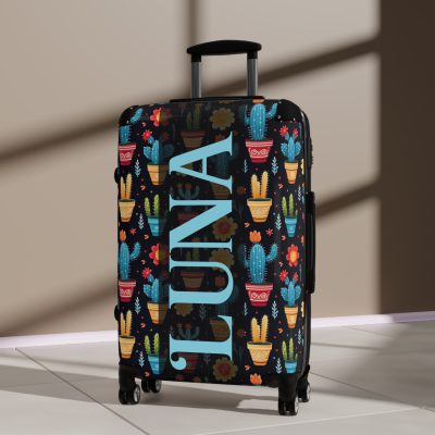 Custom Cactus Floral Suitcase - A unique travel statement adorned with your personalized cactus floral pattern.