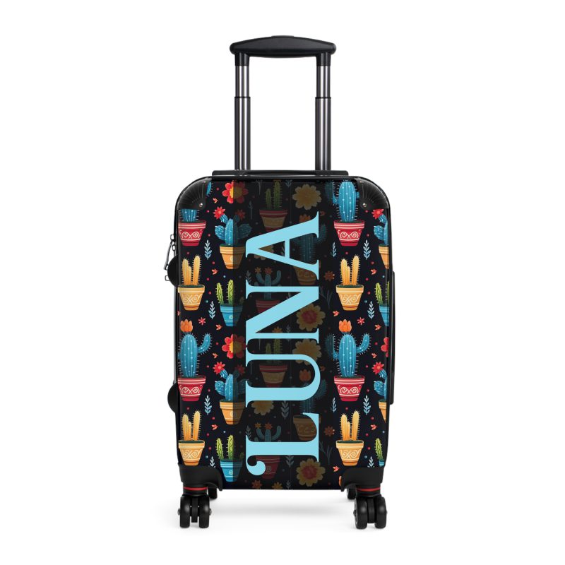 Custom Cactus Floral Suitcase - A unique travel statement adorned with your personalized cactus floral pattern.