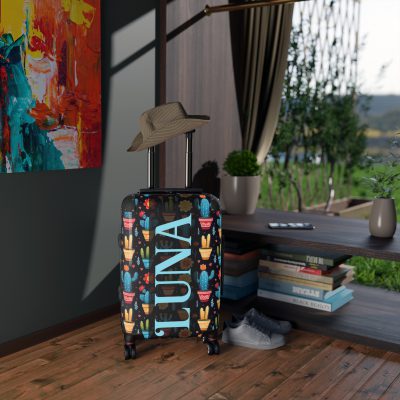 Custom Cactus Floral Suitcase - A unique travel statement adorned with your personalized cactus floral pattern.