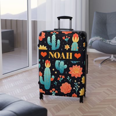 Custom Cactus Floral Suitcase - A unique travel statement adorned with your personalized cactus floral pattern.