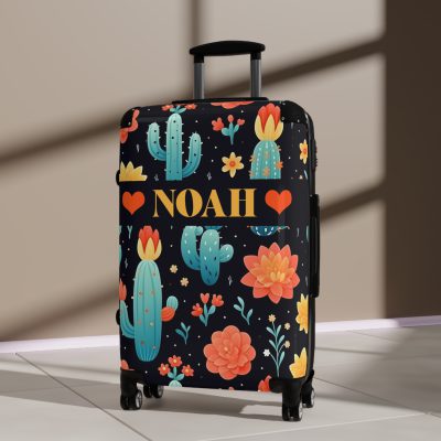 Custom Cactus Floral Suitcase - A unique travel statement adorned with your personalized cactus floral pattern.