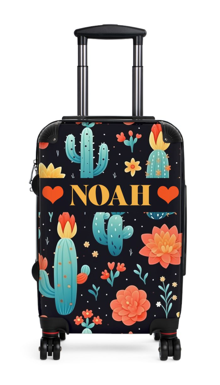 Custom Cactus Floral Suitcase - A unique travel statement adorned with your personalized cactus floral pattern.