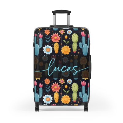 Custom Cactus Floral Suitcase - A unique travel statement adorned with your personalized cactus floral pattern.