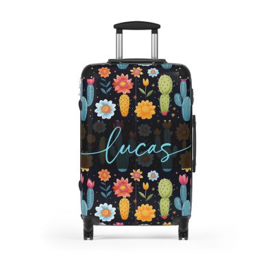 Custom Cactus Floral Suitcase - A unique travel statement adorned with your personalized cactus floral pattern.